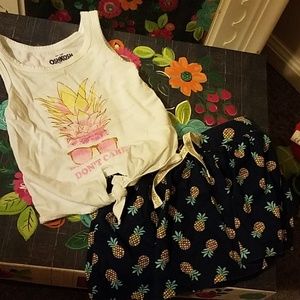 Oshkosh pineapple crop top and shorts